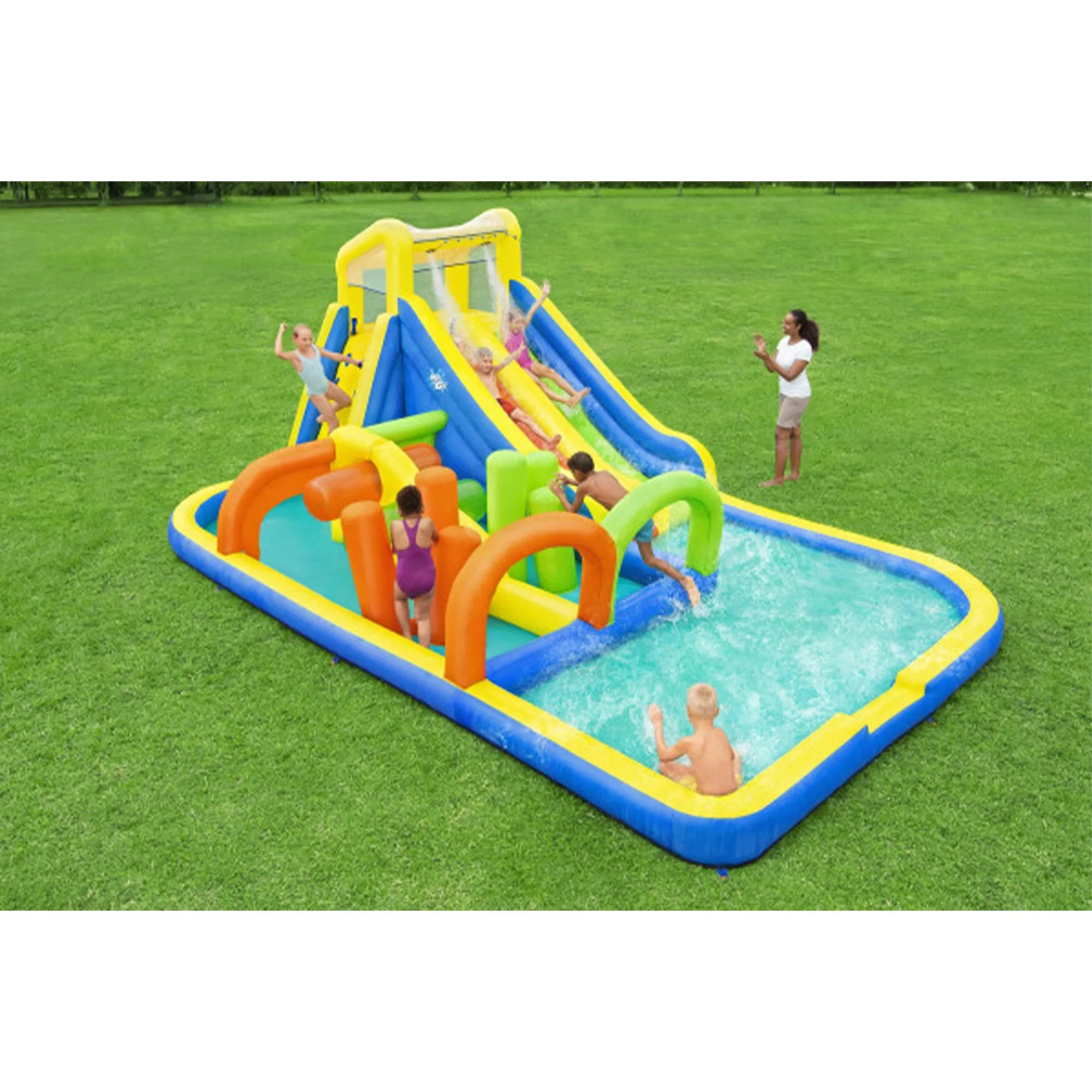 19 Foot Tall AquaRace Kids Inflatable Water Park w/ Dual Slides (Used)