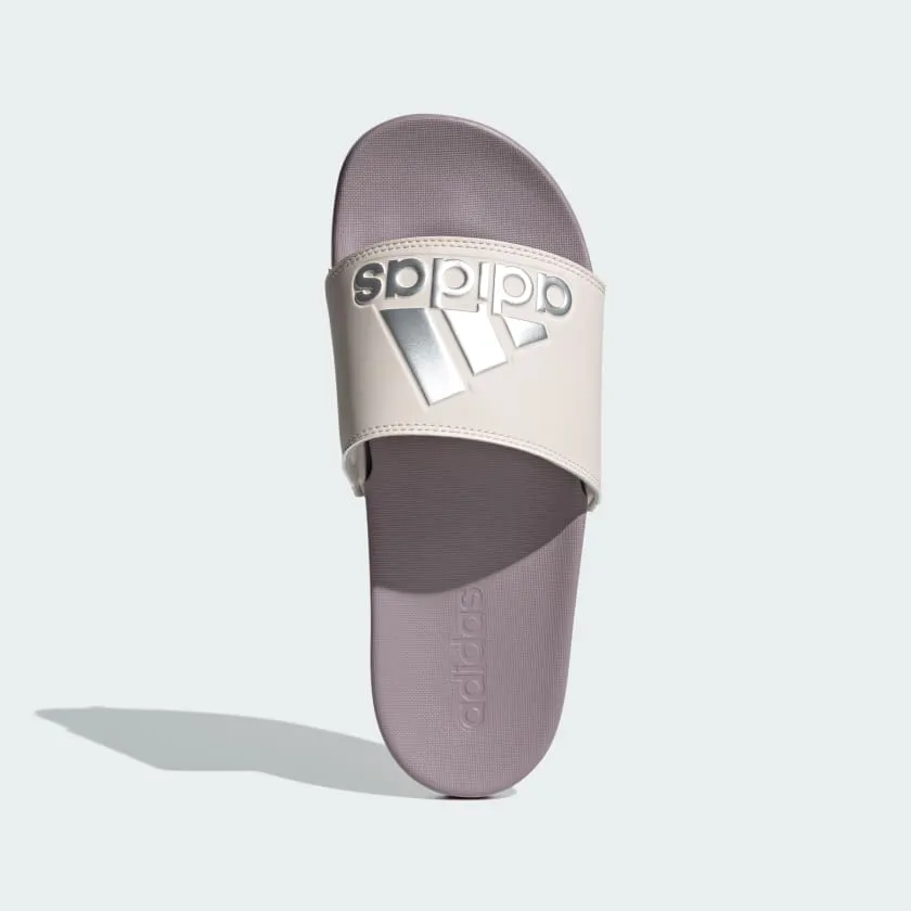 ADIDAS WOMEN'S ADILETTE COMFORT LOGO FIG/SILVER SLIDES