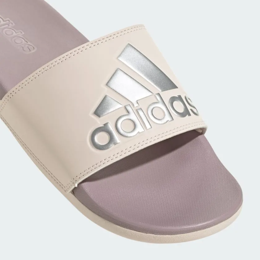 ADIDAS WOMEN'S ADILETTE COMFORT LOGO FIG/SILVER SLIDES