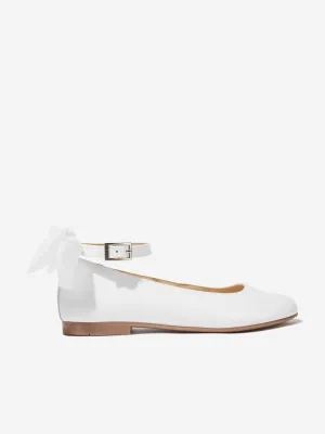 Andanines Girls Pumps With Removable Bow in White