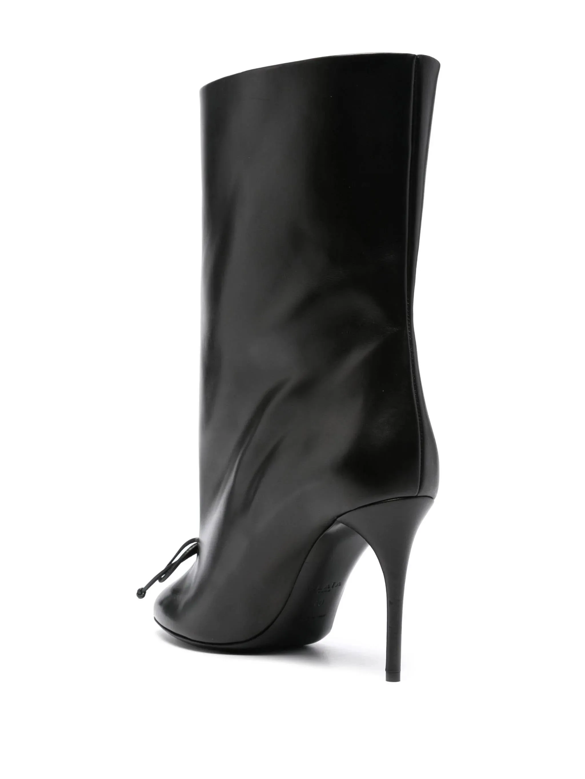 Black Calf Leather Stiletto Boots