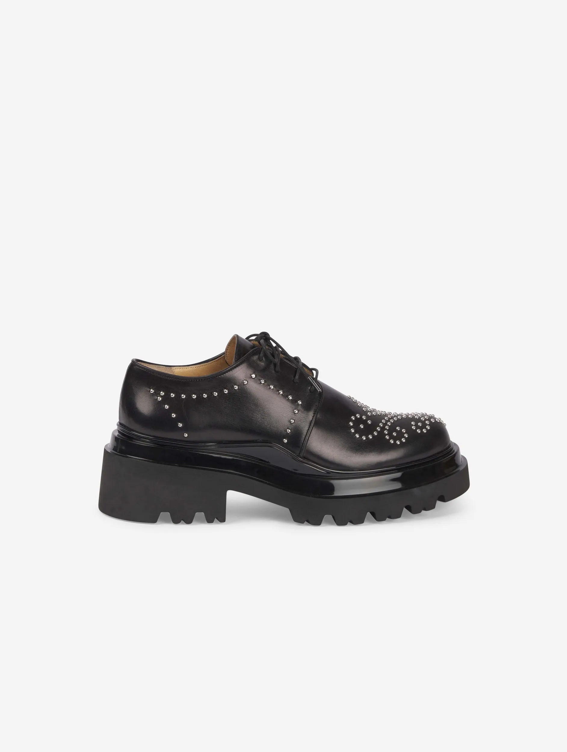 black studded leather brogues