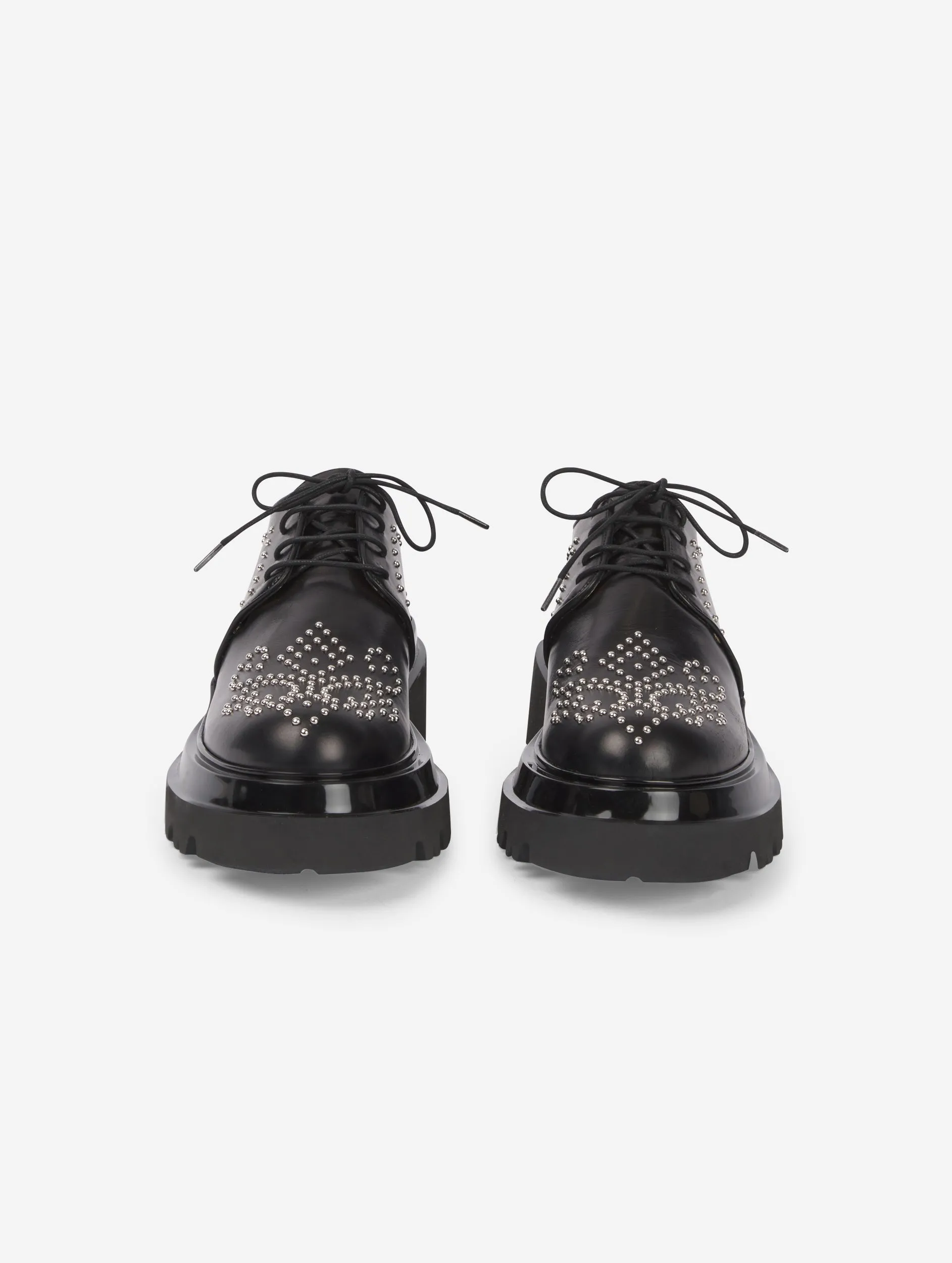 black studded leather brogues