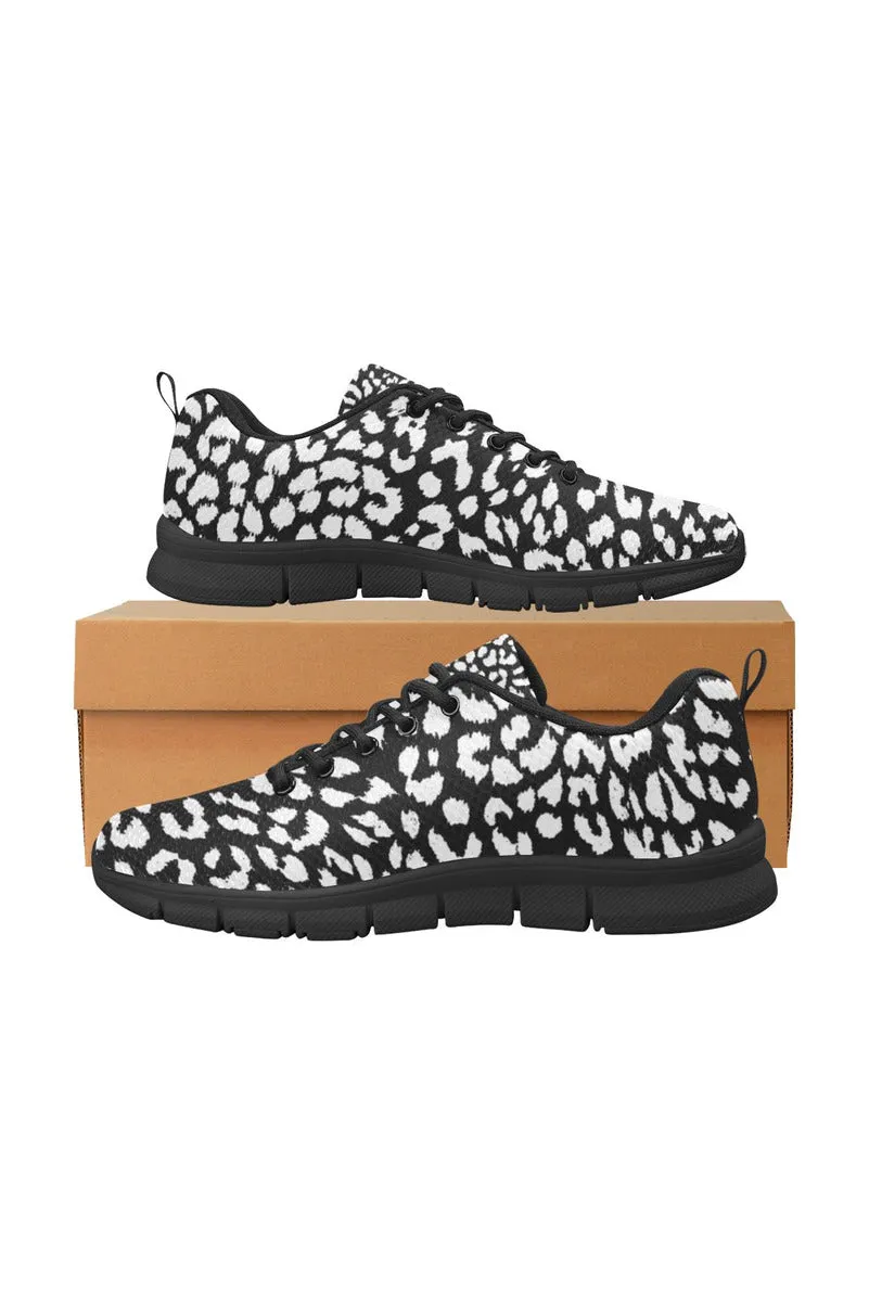 Black/White Leopard Print Men's Breathable Running Shoes