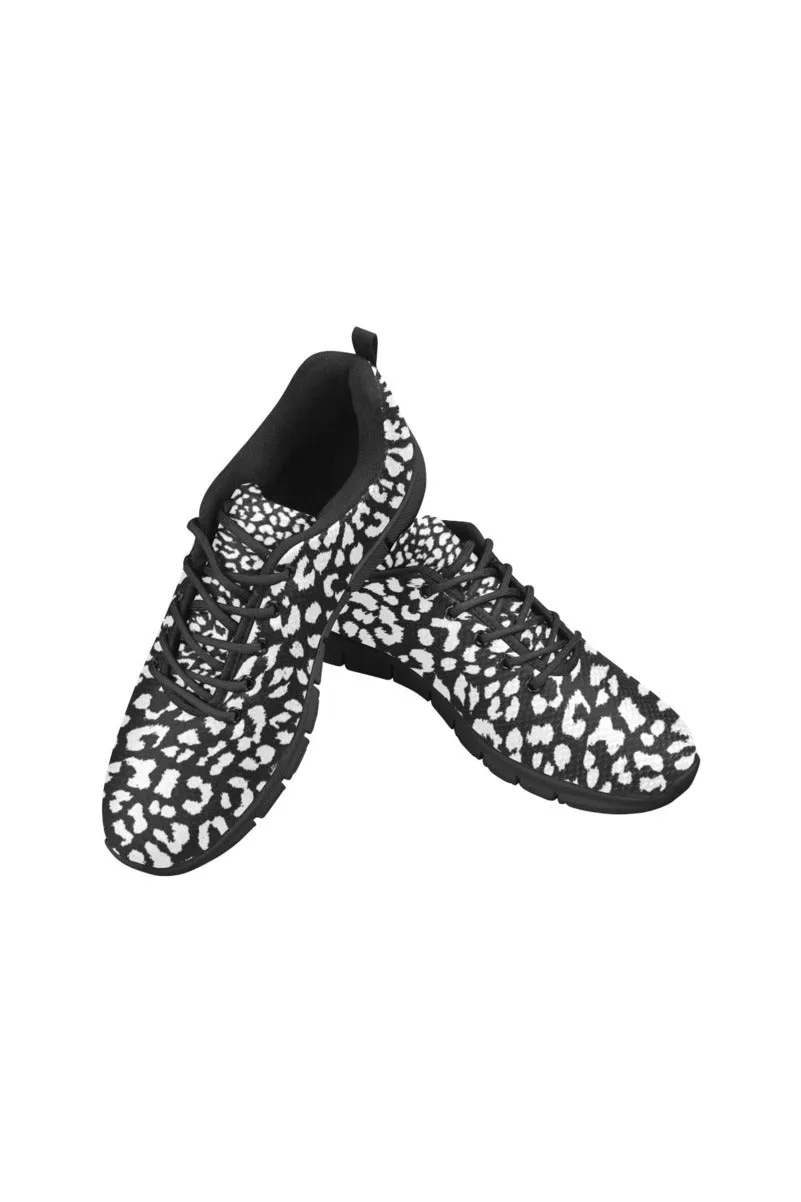 Black/White Leopard Print Men's Breathable Running Shoes