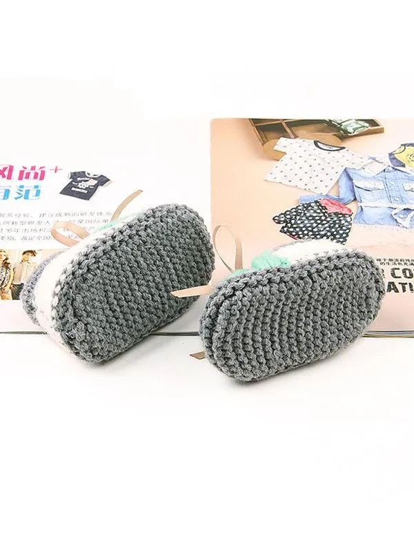 Bowknot Lacing Knitted Shoes Thermal Prewalker Baby Boat Socks