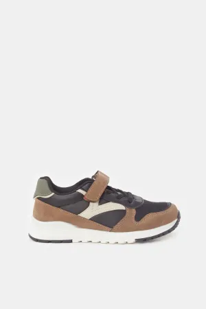 Boys Brown Color Block Sneakers