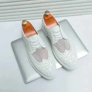 Breathable Lace-Up Microfiber Shoes