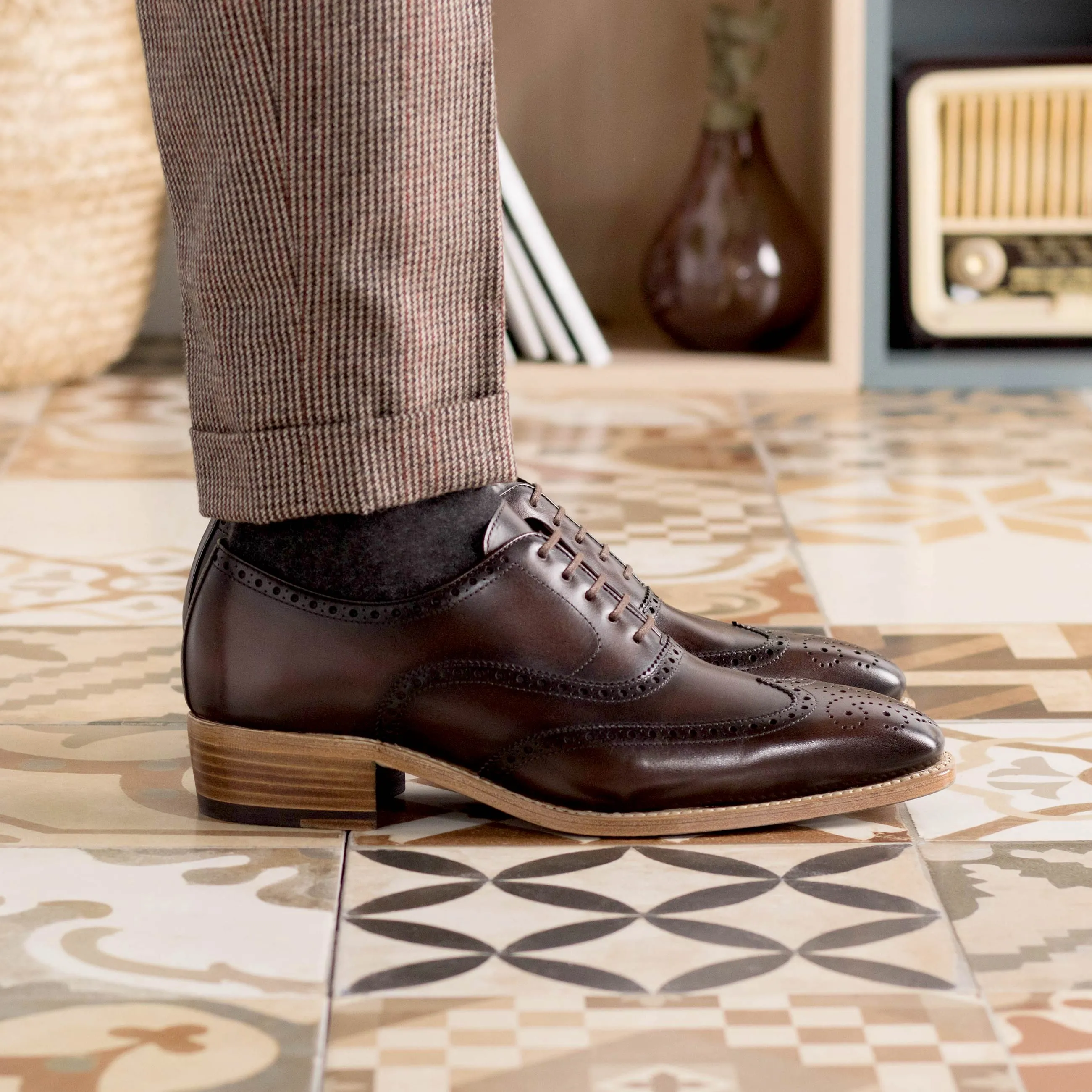 Dark Brown Wingtip Brogue Shoes