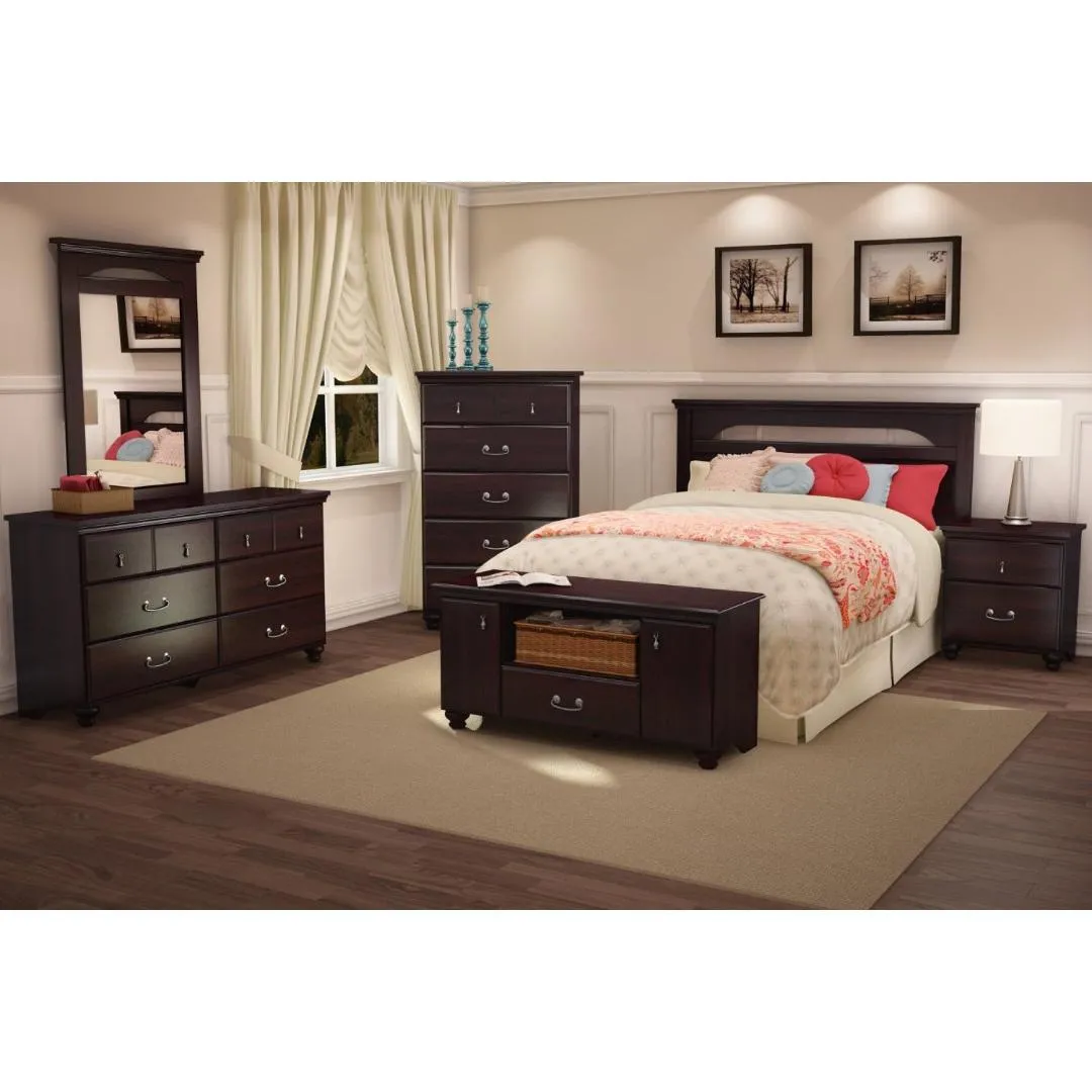 Dark Mahogany Wood Grain Finish Bedroom Dresser with 6 Drawers