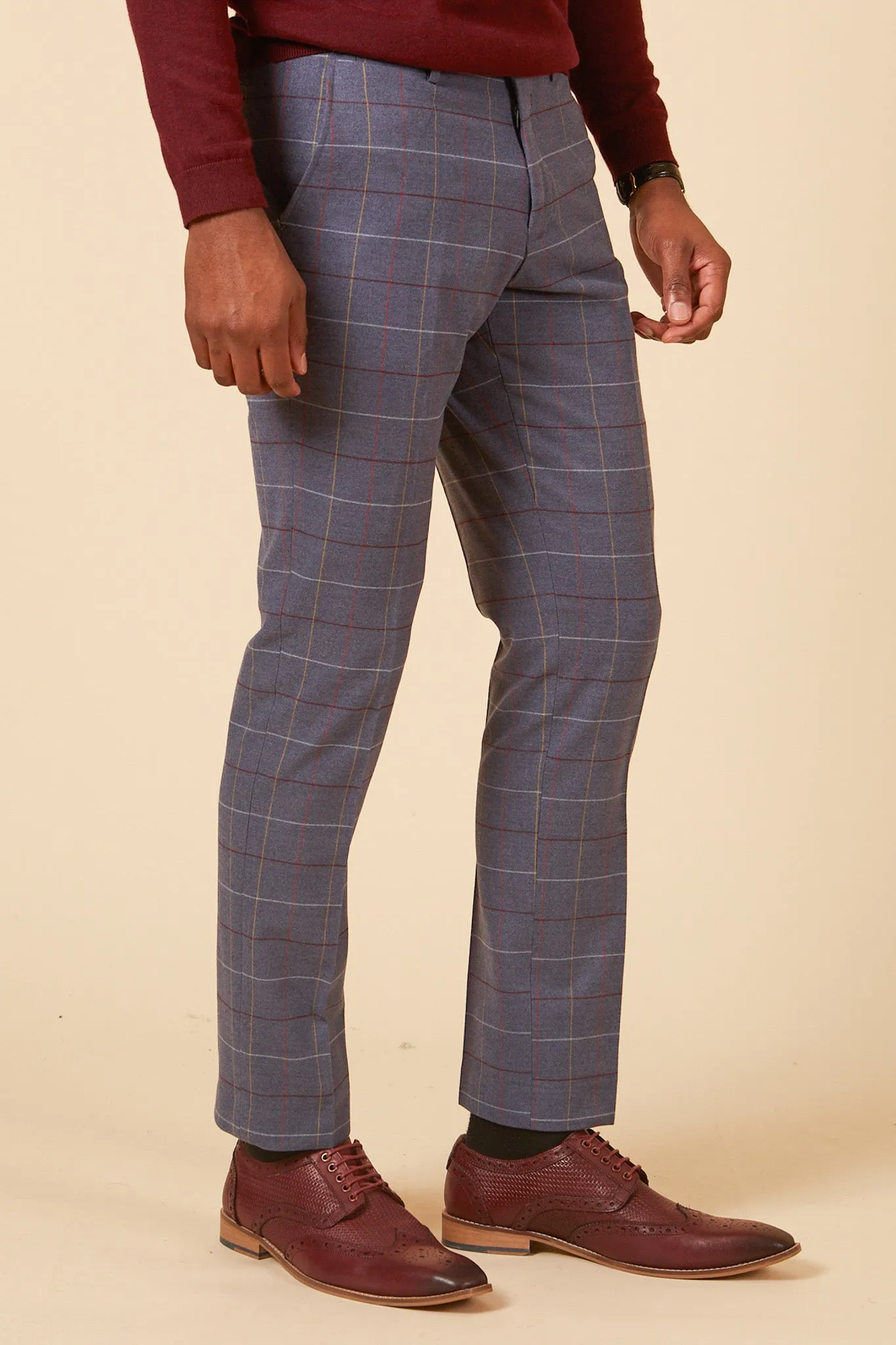 DRAKE - Sky Blue Check Three Piece Suit