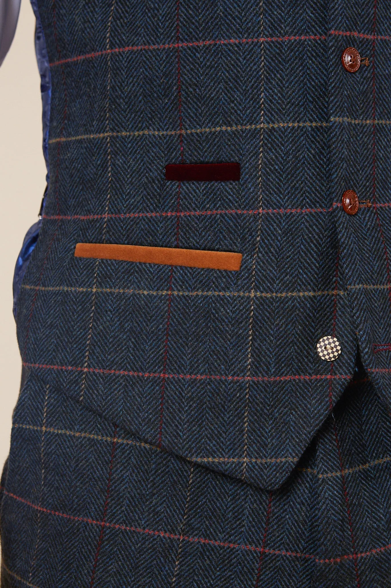 ETON - Navy Blue Tweed Check Three Piece Suit