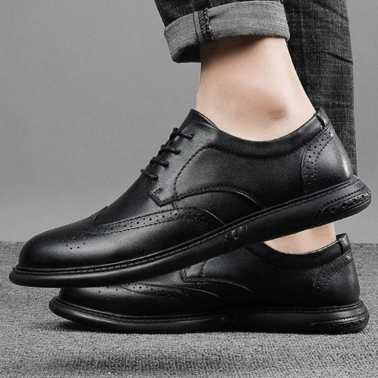 FC147 Italian Design Black Leather Men's Casual Shoes