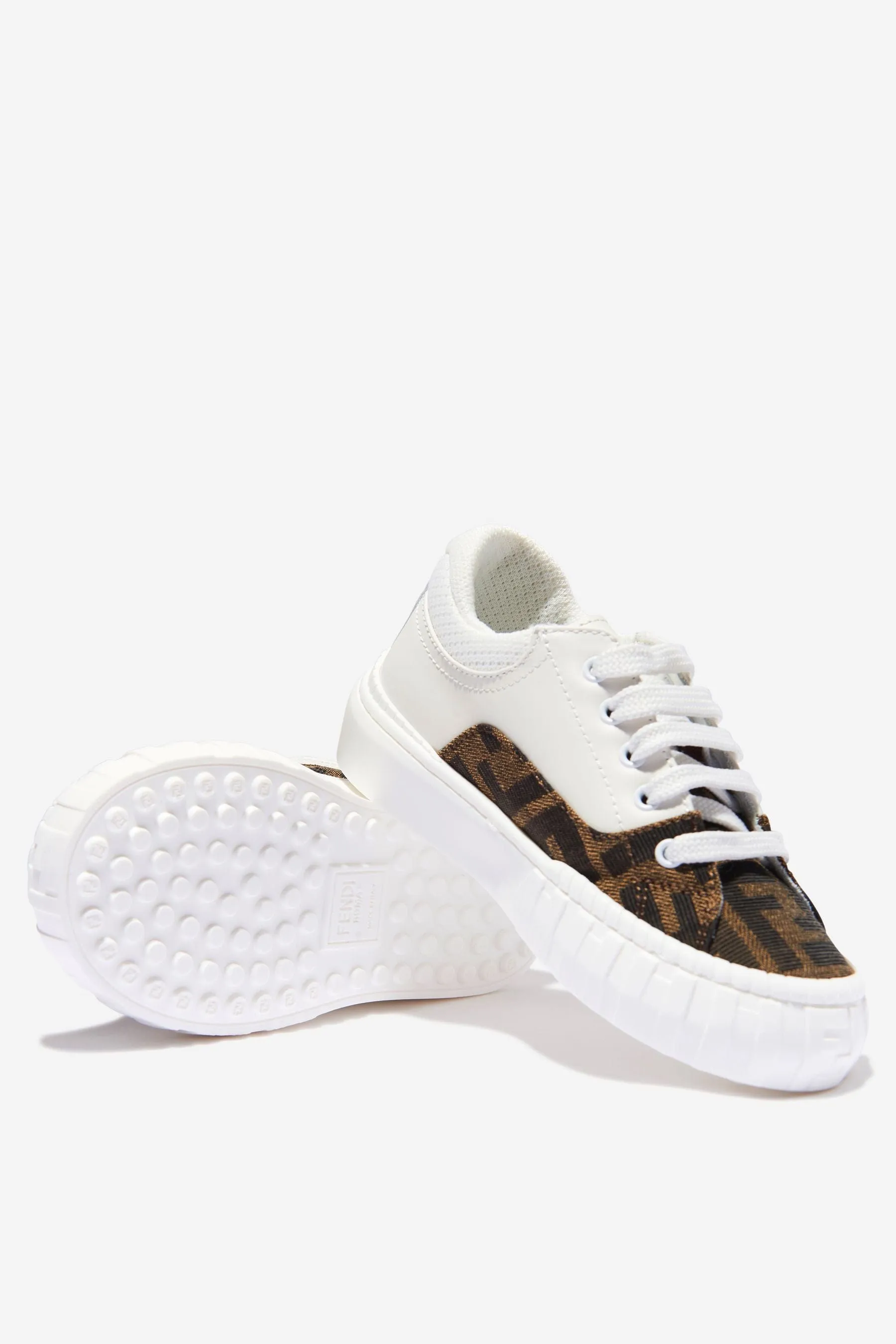 Fendi Kids FF Logo Trainers in White