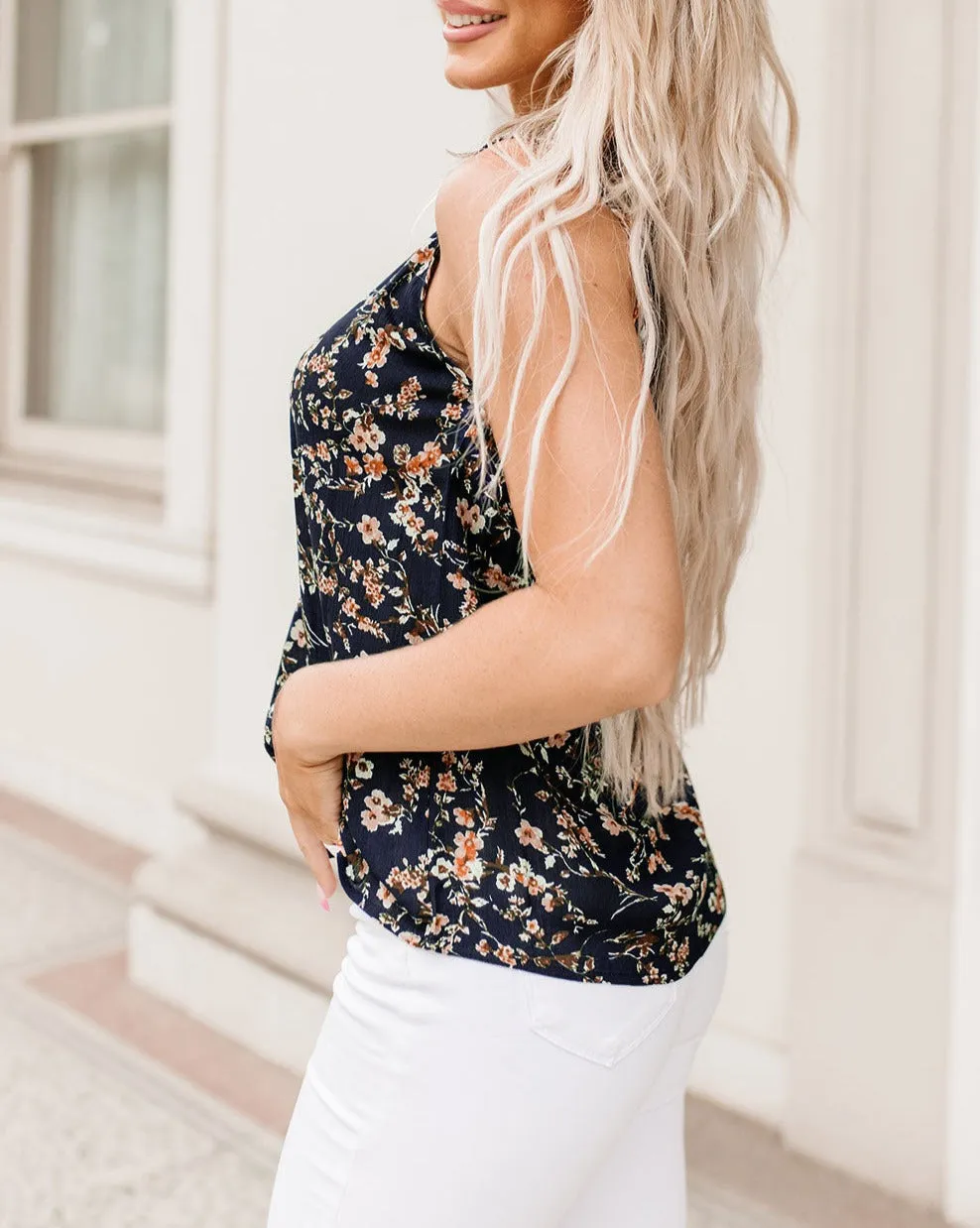 Floral Cut-Out Tank Top