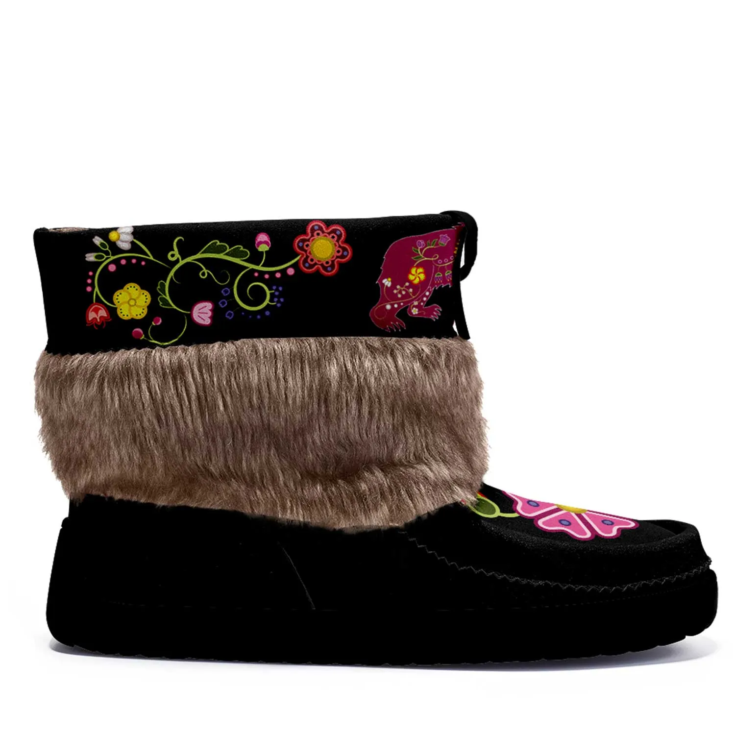 Floral Maskwa Black MocLux Short Style with Fur