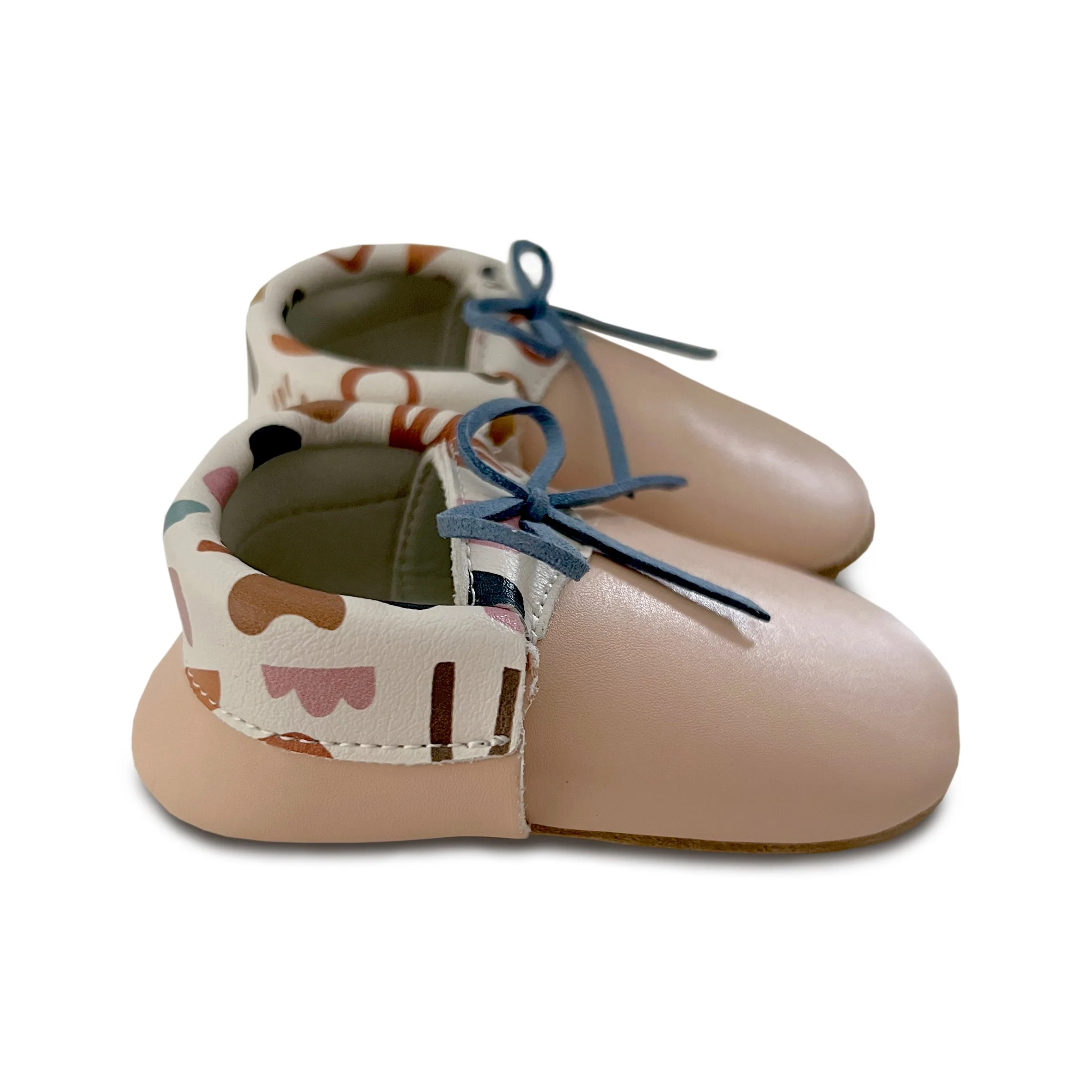 Geo Print Kids Leather Moccasins