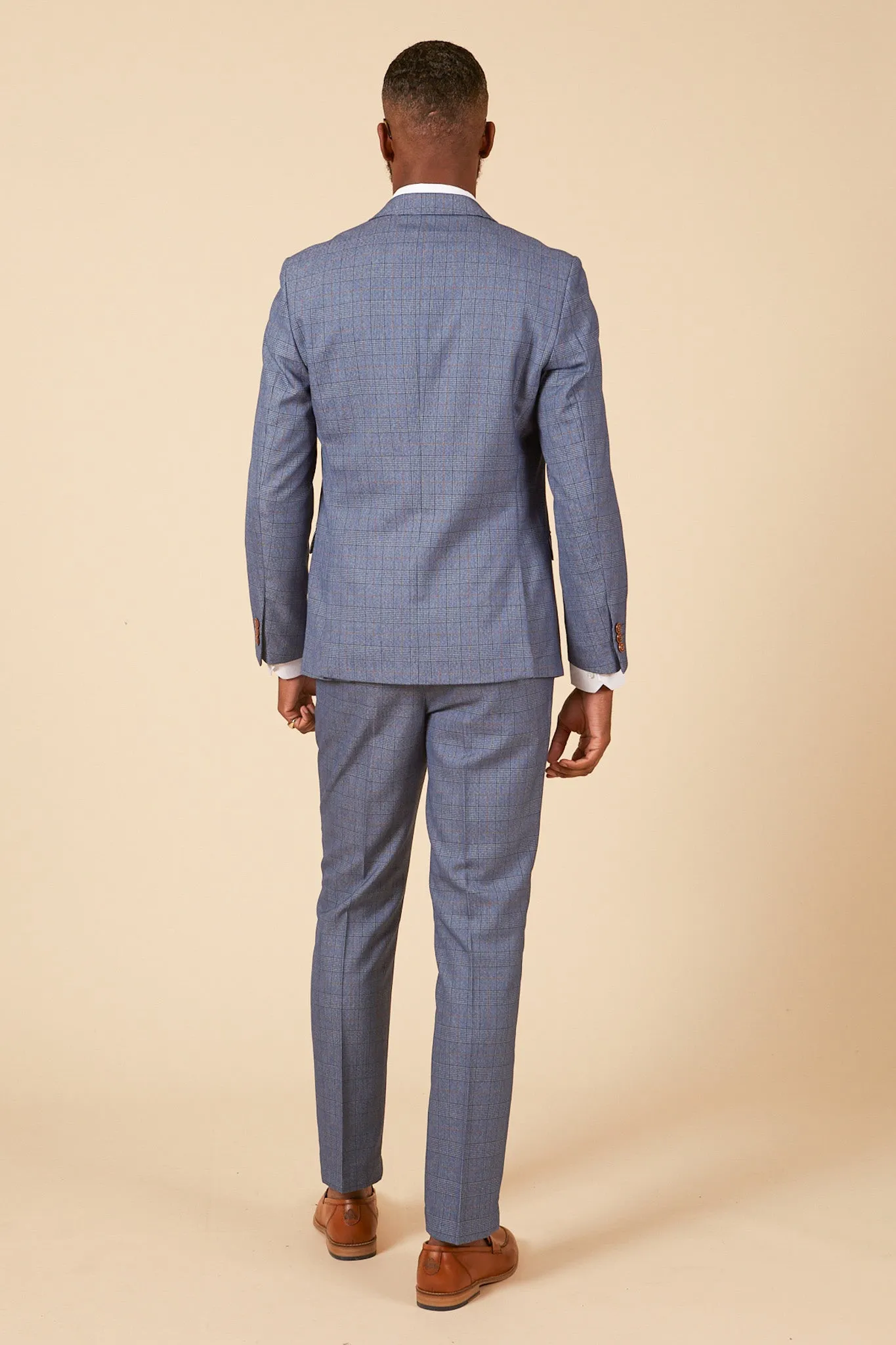 GEORGE - Light Blue Check Three Piece Suit