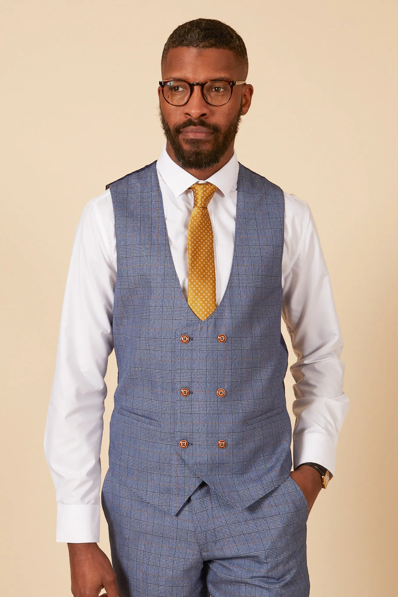 GEORGE - Light Blue Check Three Piece Suit