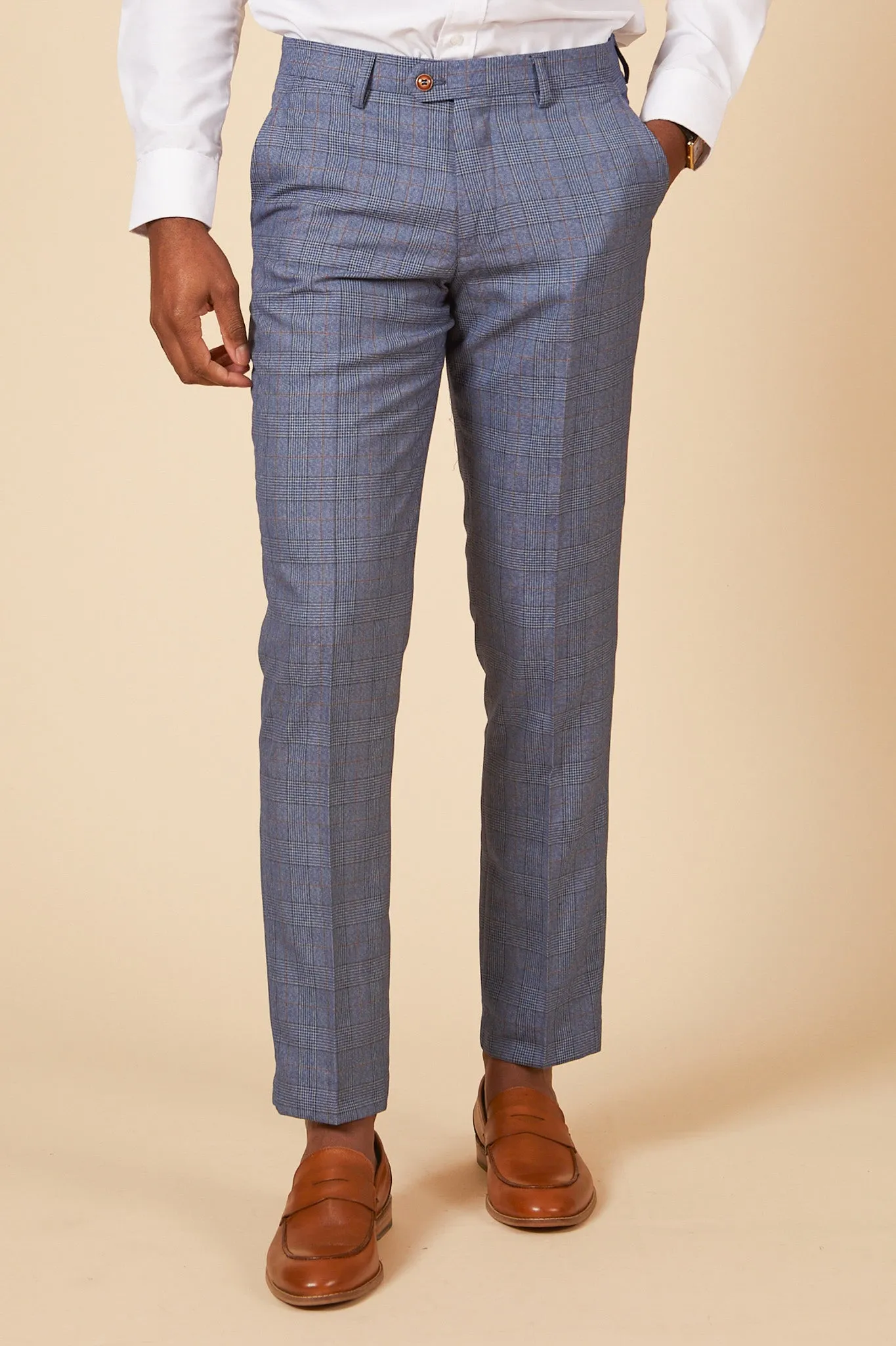 GEORGE - Light Blue Check Three Piece Suit