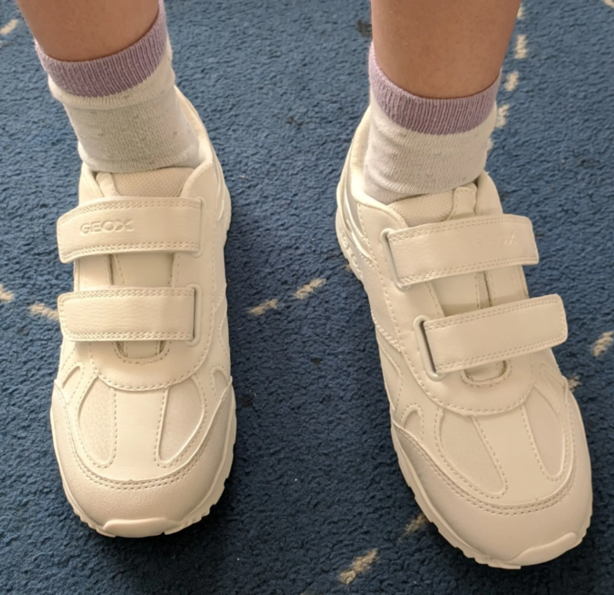 Geox J Pavel Velcro Strap White Kids Trainers