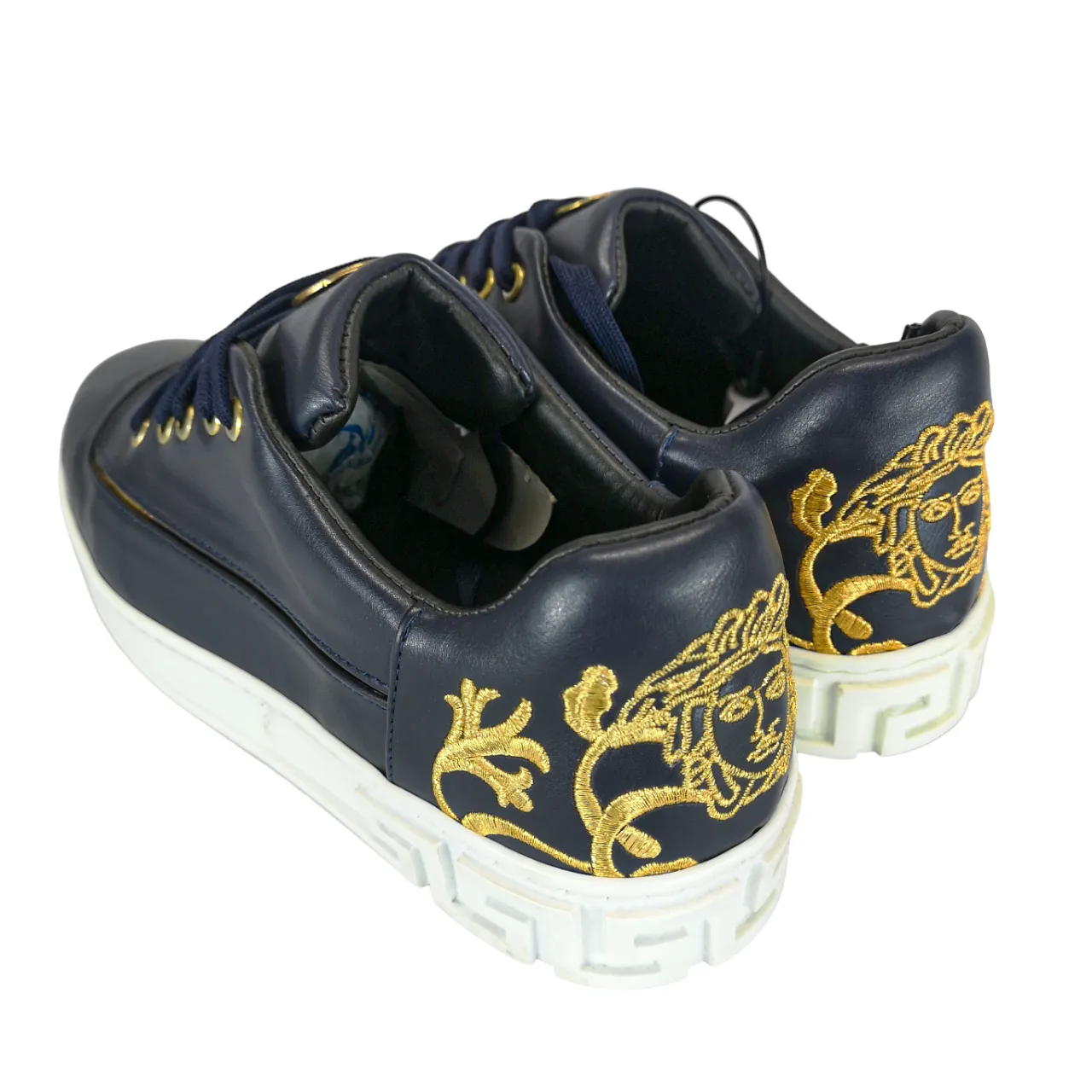 Gian Luca Leather Versac Navy Sneaker