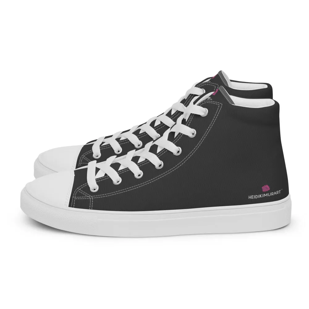 Graphite Grey Men's Sneakers, Solid Color Designer Canvas High Top Shoes For Fashionable Men