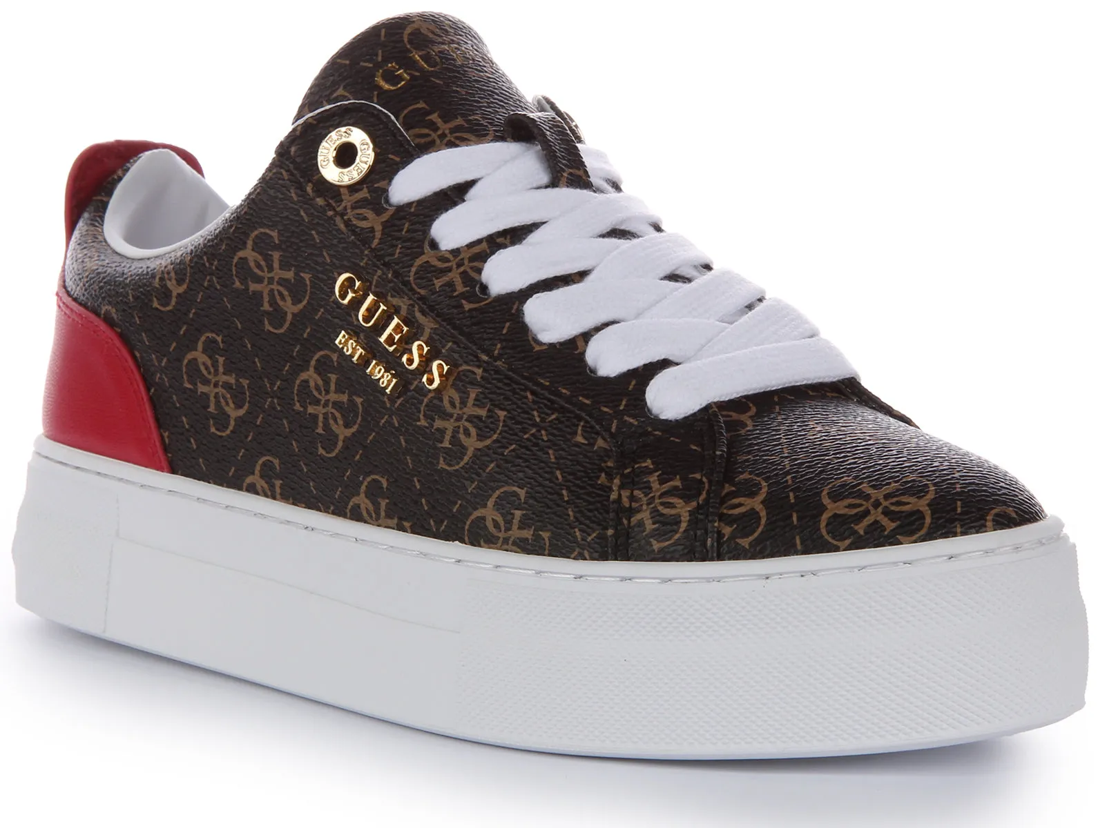 Guess Genza 4G Platform Trainer In Choco For Women