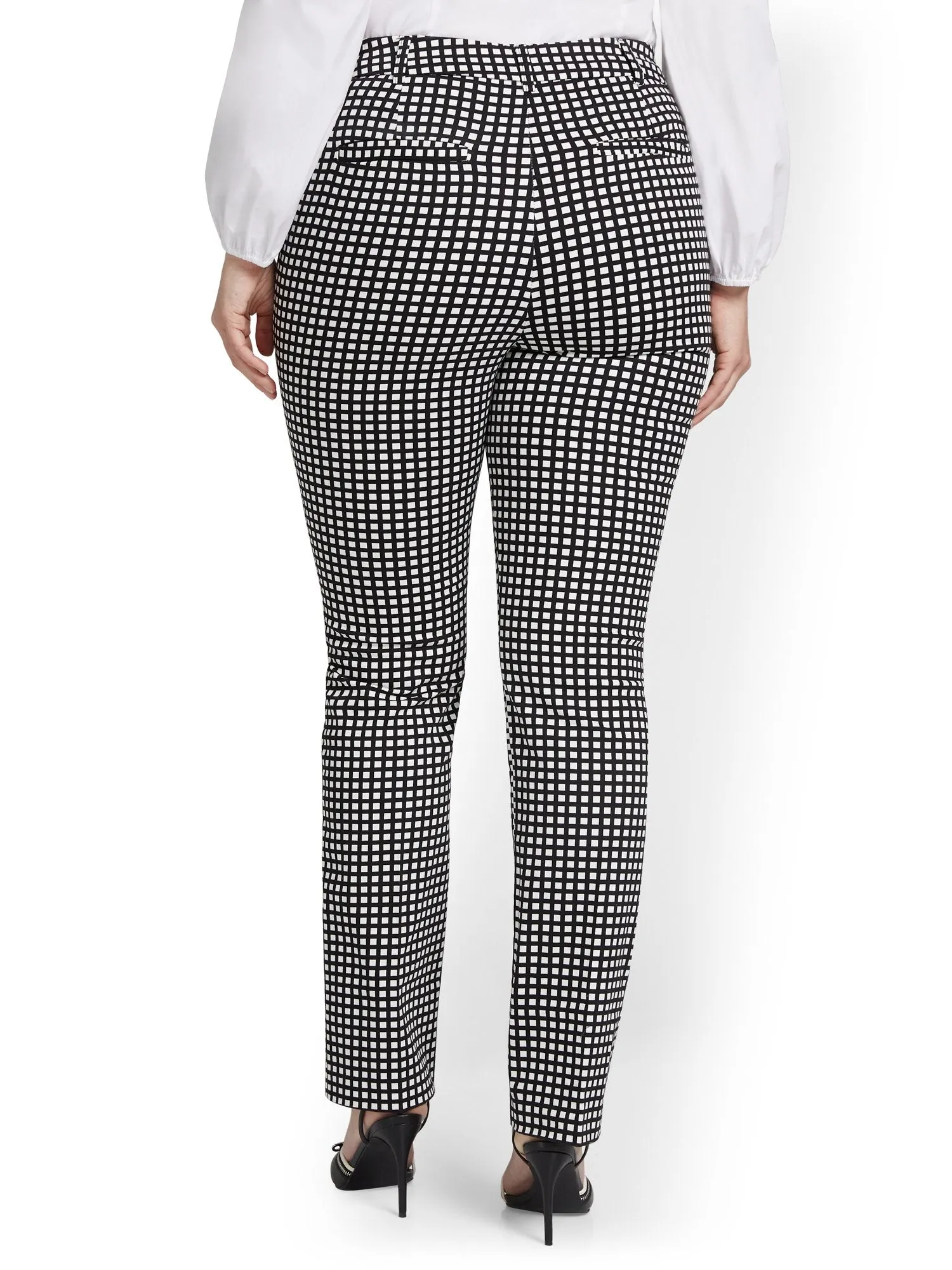 High-Waisted Check Straight-Leg Pant - NY&Chic Collection