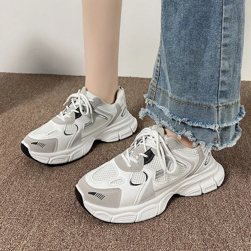 ikearlax Dad Shoes Women's  New Wild Tide White Shoes Thick Bottom Breathable Casual Shoes Fashion Women's Sports Pumps