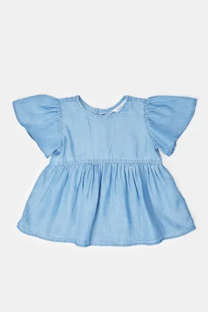 Infant Girls Blue Denim Blouse