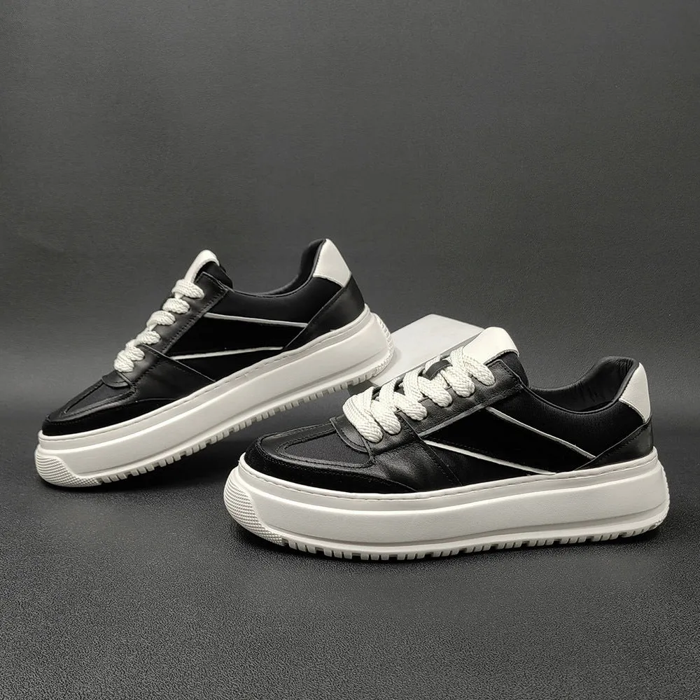 Men Casual Fashion Leather Breathable Flat Sneakers