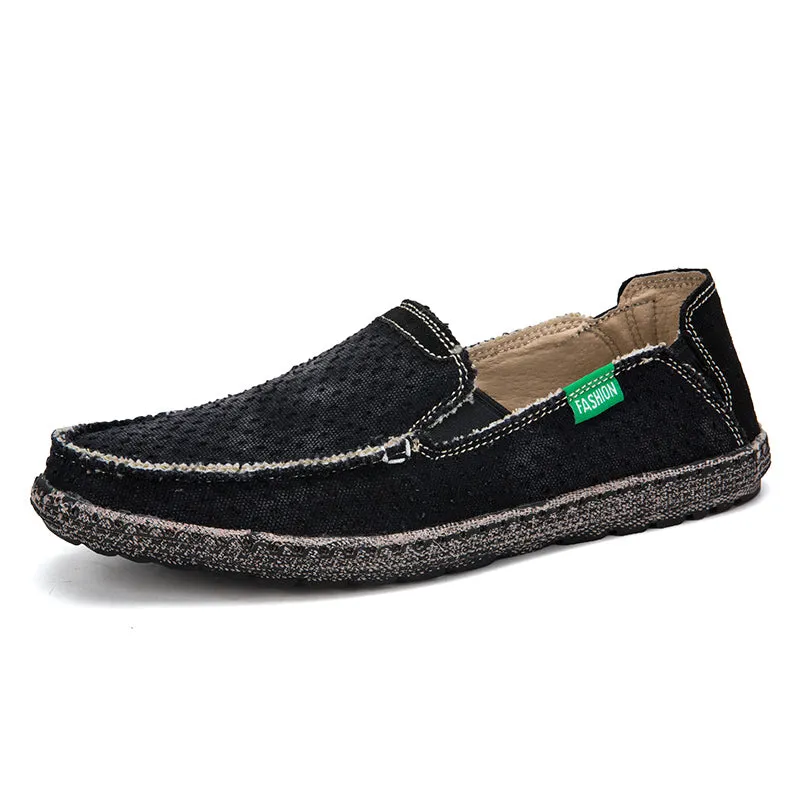 Men's Walking Casual Cloth Shoes  Comfortable Lightweight Slip On Loafer Breathable Vintage Boat Shoes