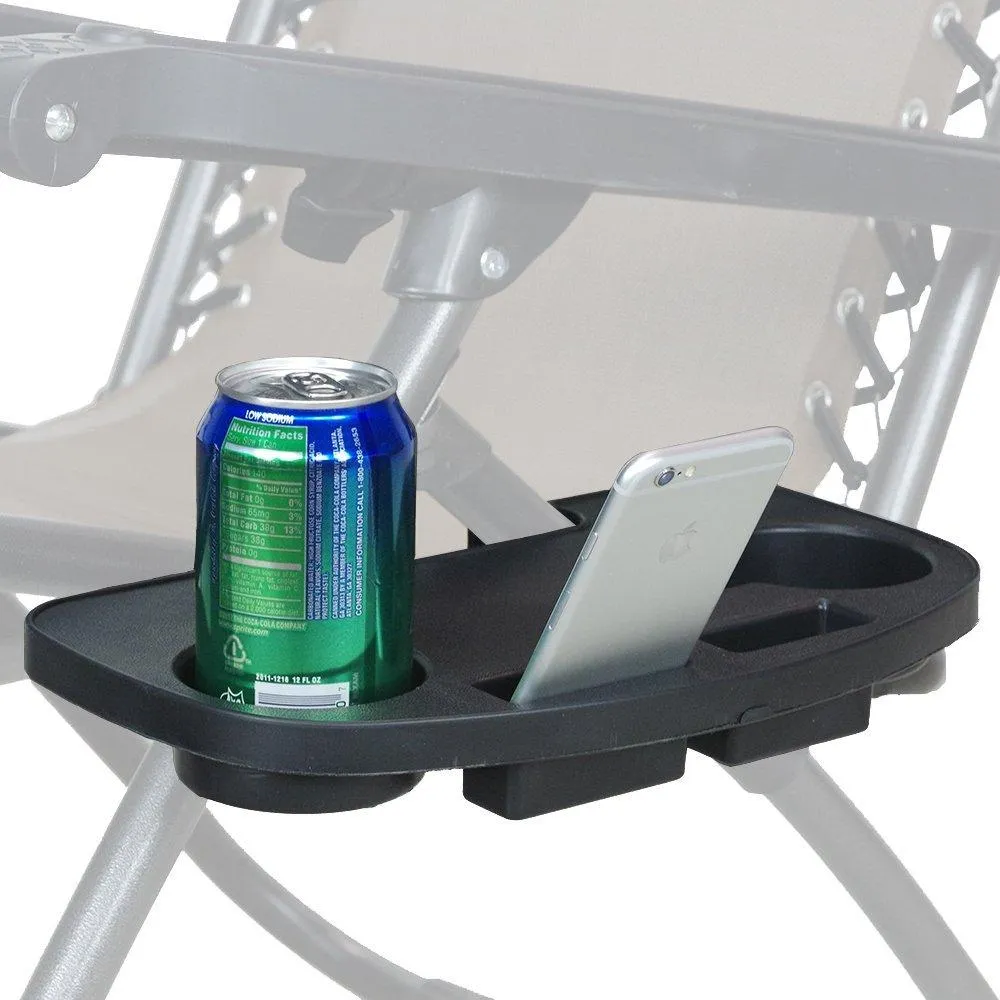 PARTYSAVING Easy-Slide Universal Clip-On Two-Cup Holder with Accessory Slots for Zero Gravity Lounge Chairs, APL1365