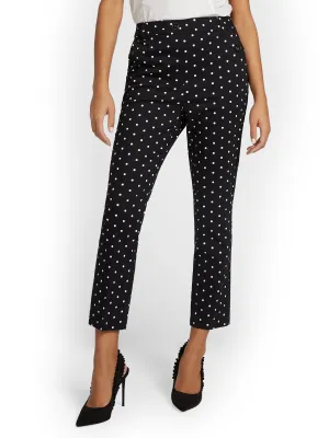 Petite Straight-Leg High-Waisted Polka-Dot Ankle Pant - NY&Chic Collection