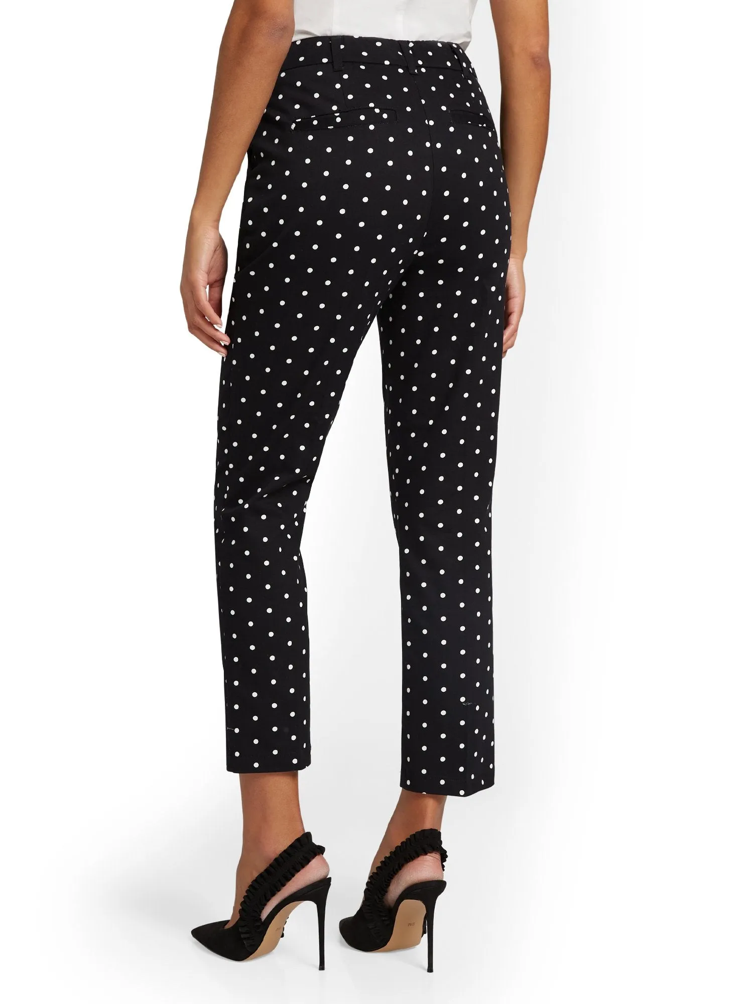 Petite Straight-Leg High-Waisted Polka-Dot Ankle Pant - NY&Chic Collection