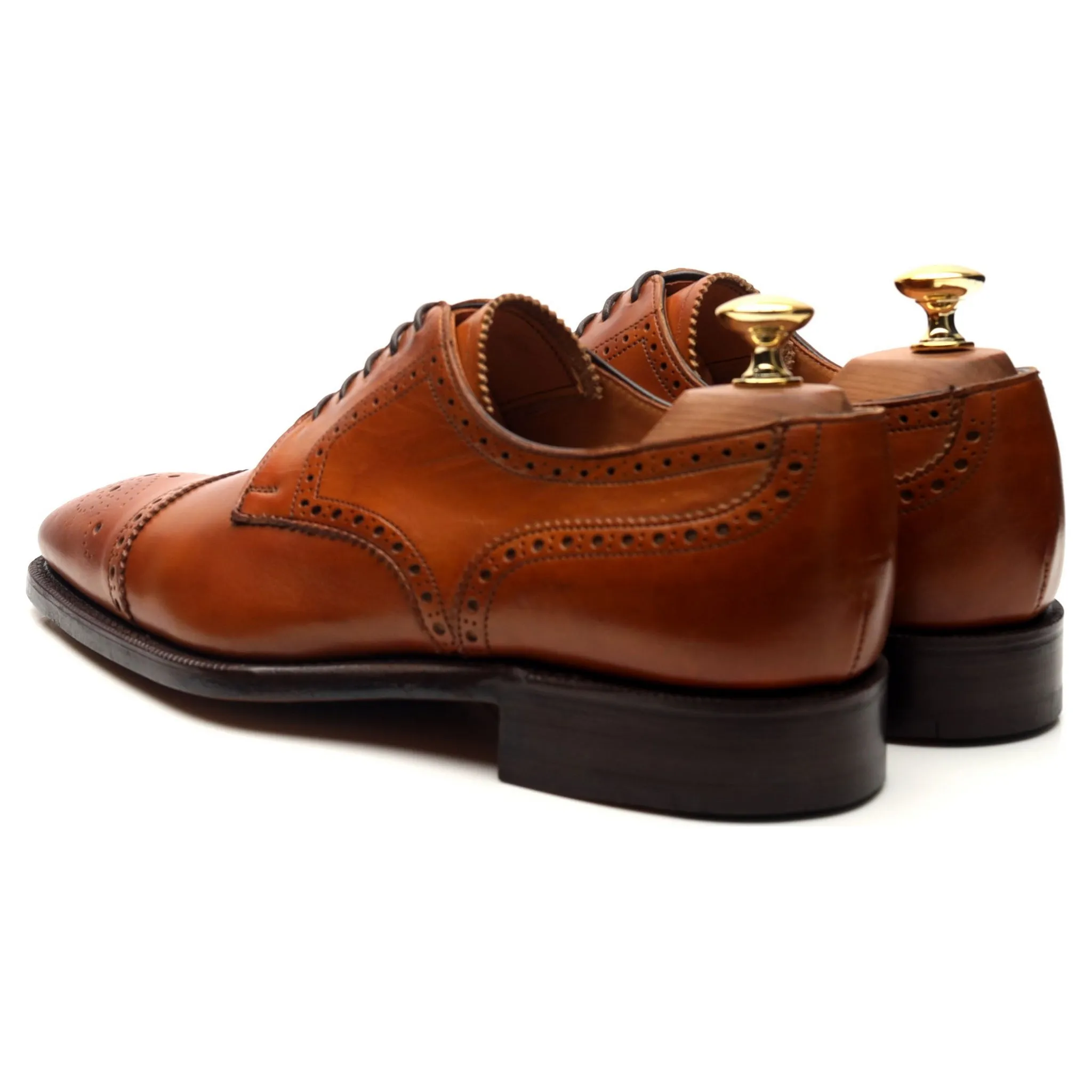 'Randolph' Tan Brown Leather Derby Brogues UK 6 F