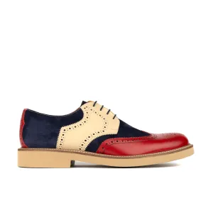 Riser - Navy Red & Cream - Men's leather lace up with llightweight sole and broguing