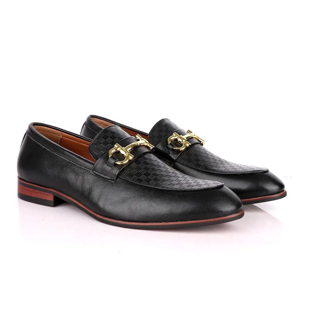 Salvatore Ferragamo Black Leather Exquisite  Loafers