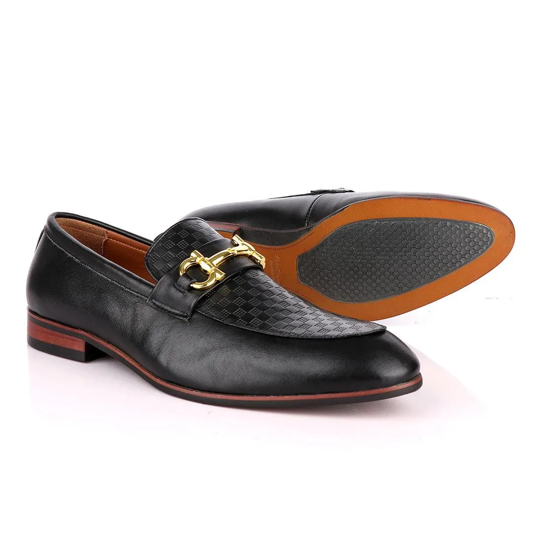 Salvatore Ferragamo Black Leather Exquisite  Loafers