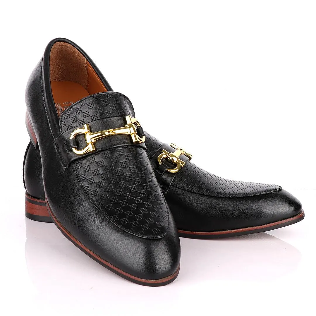 Salvatore Ferragamo Black Leather Exquisite  Loafers