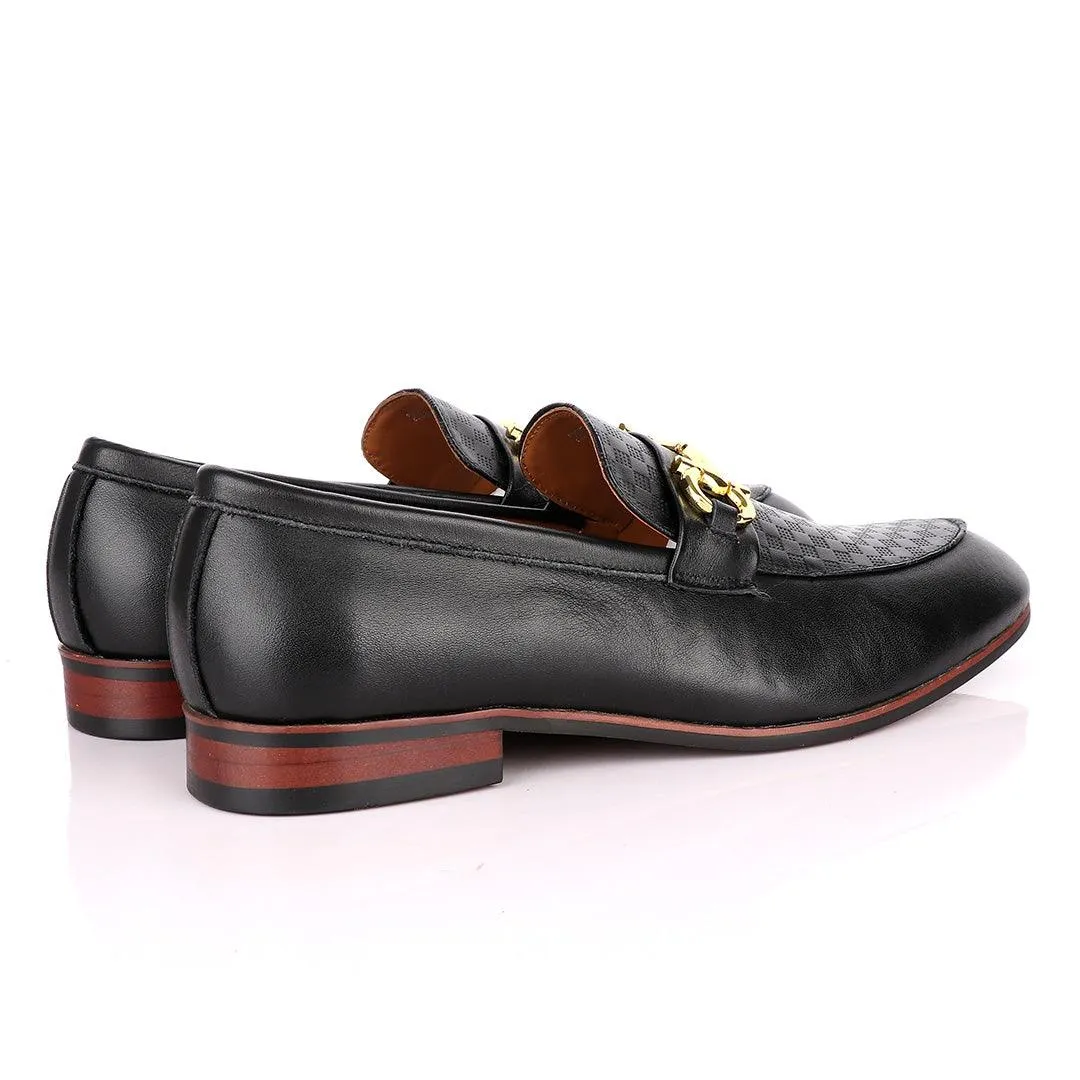 Salvatore Ferragamo Black Leather Exquisite  Loafers