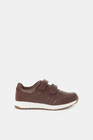 Senior Boys Brown Color Block Sneakers