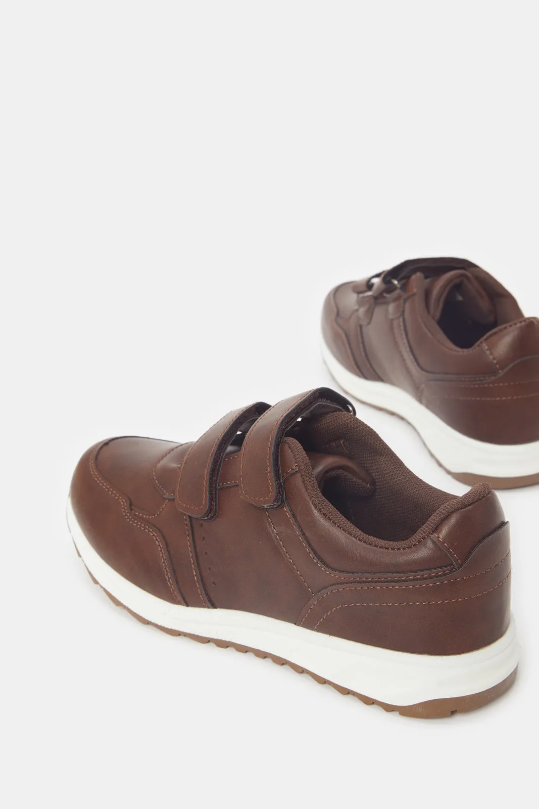 Senior Boys Brown Color Block Sneakers