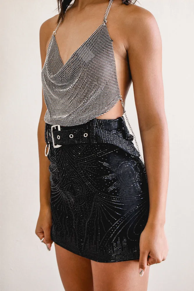 She's All That Rhinestone Skirt - Black