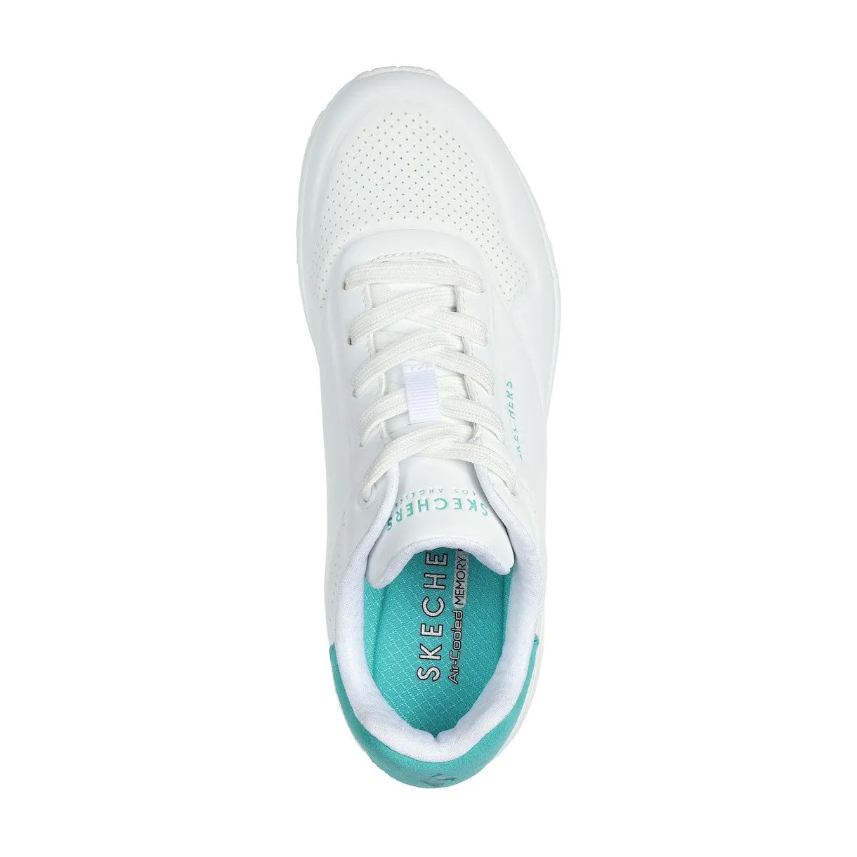 Skechers 177092 Uno - Pop Back Ladies White Mint Lace Up Trainers