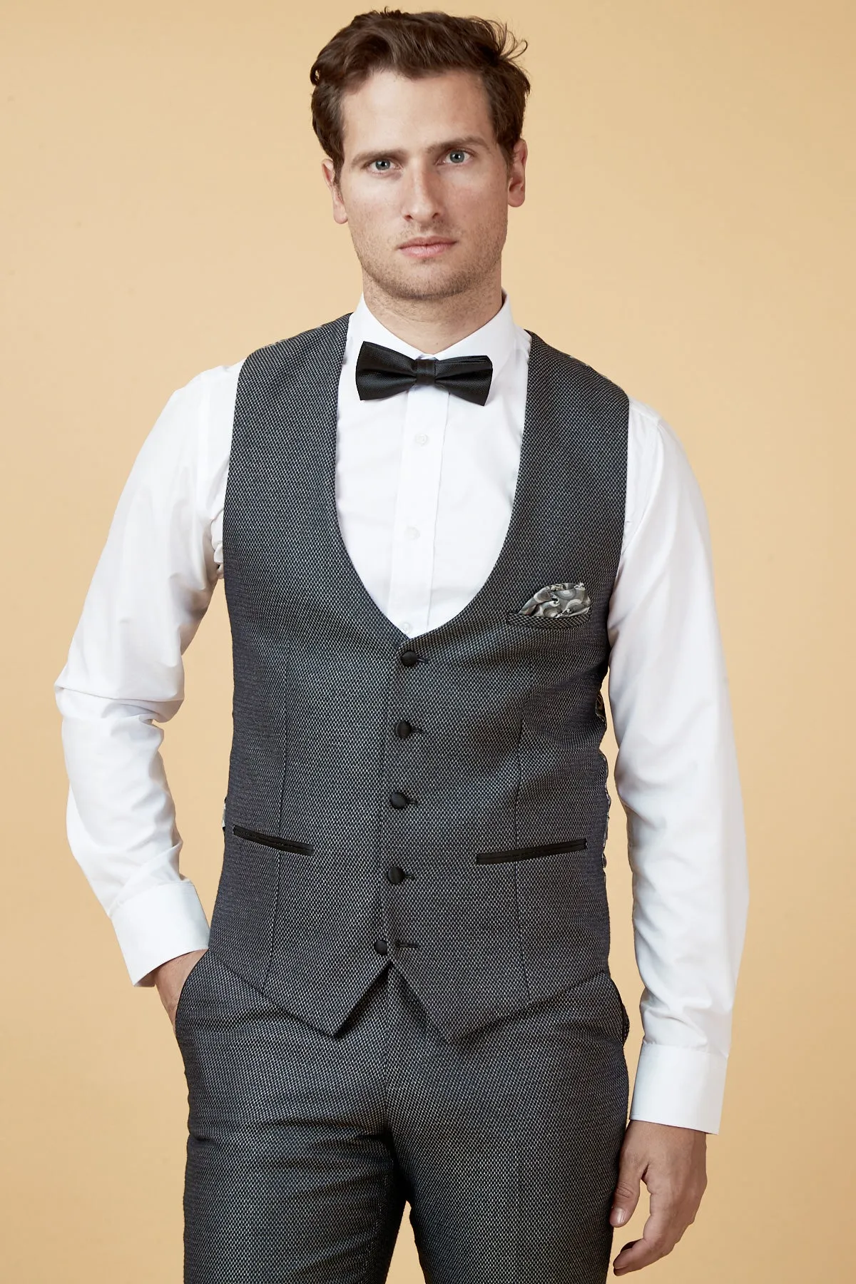 SPENCER - Charcoal Grey Tux Lapel Three Piece Suit