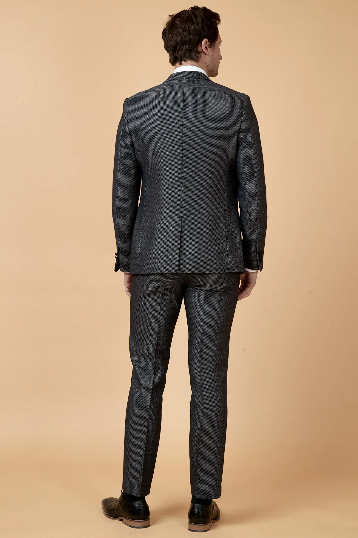 SPENCER - Charcoal Grey Tux Lapel Three Piece Suit