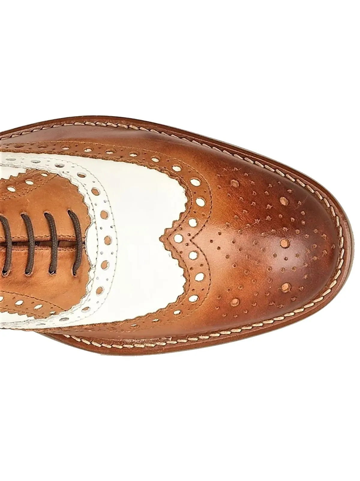 Tan & White Leather Retro Style Spectator Shoes