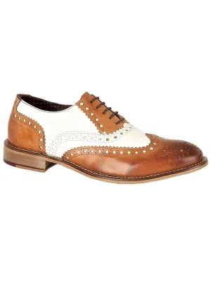 Tan & White Leather Retro Style Spectator Shoes